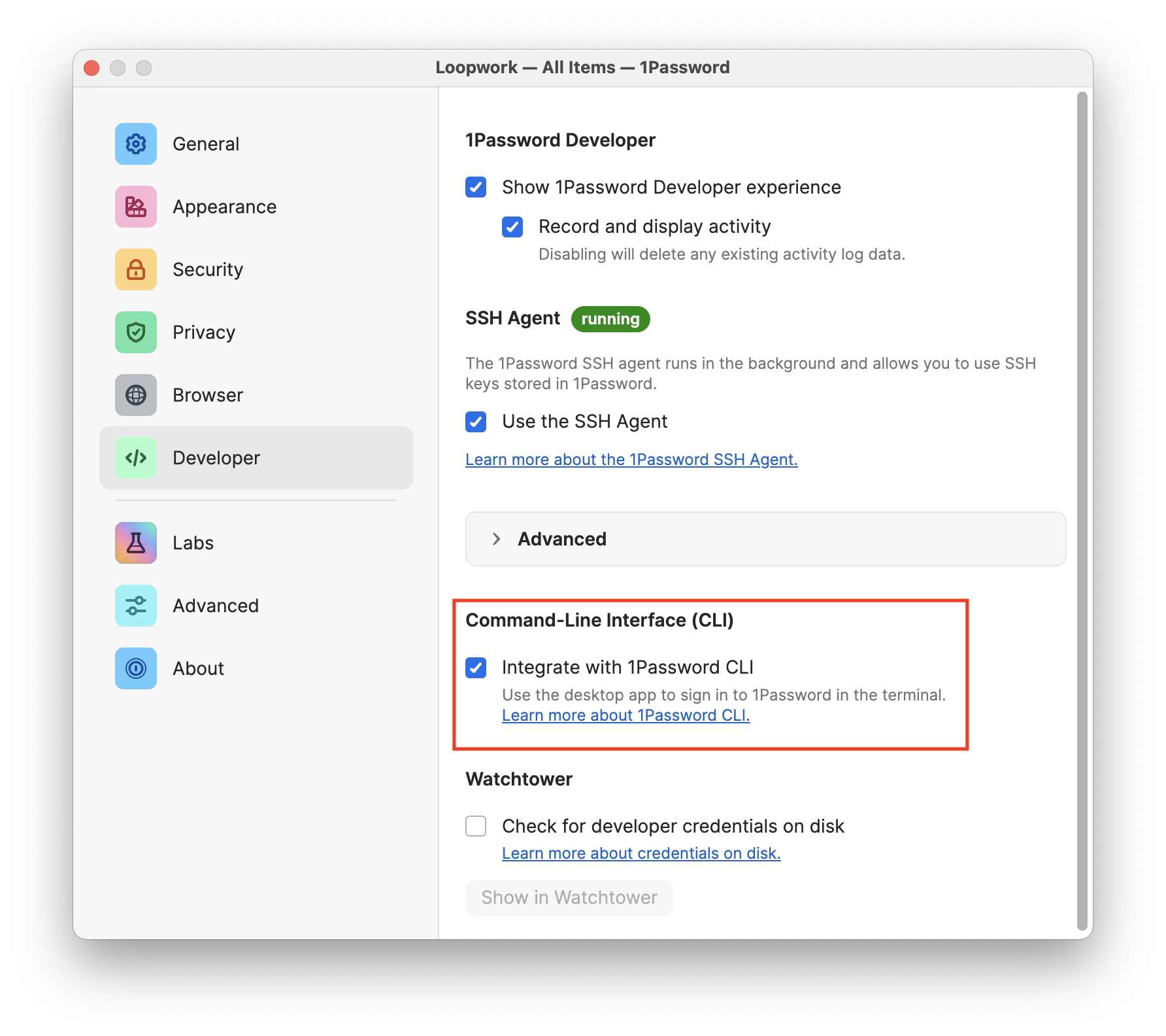 1Password Settings