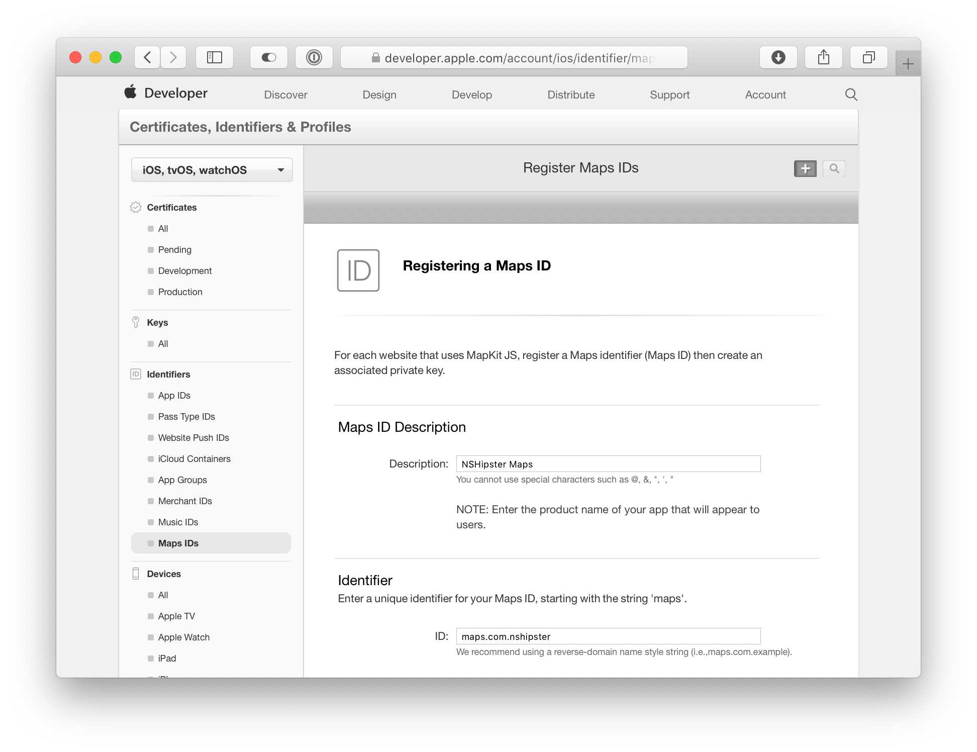 Register a Maps ID