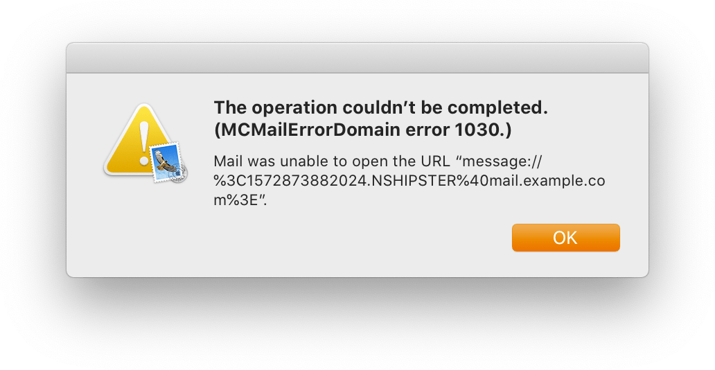 Mail error alert on macOS