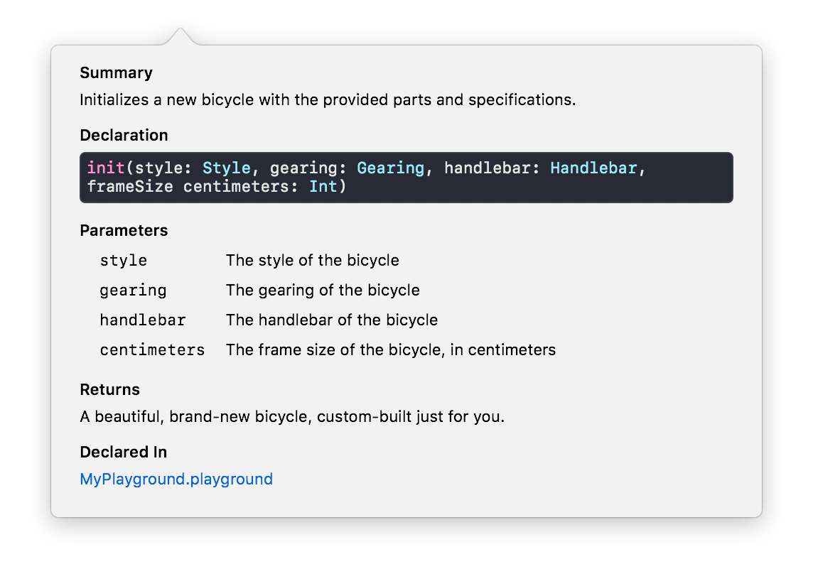 Swift enum Declaration Documentation