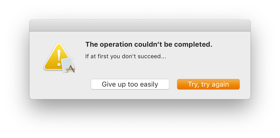 Recoverable macOS error modal